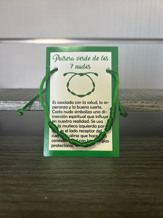Pulsera 7 nudos verde.