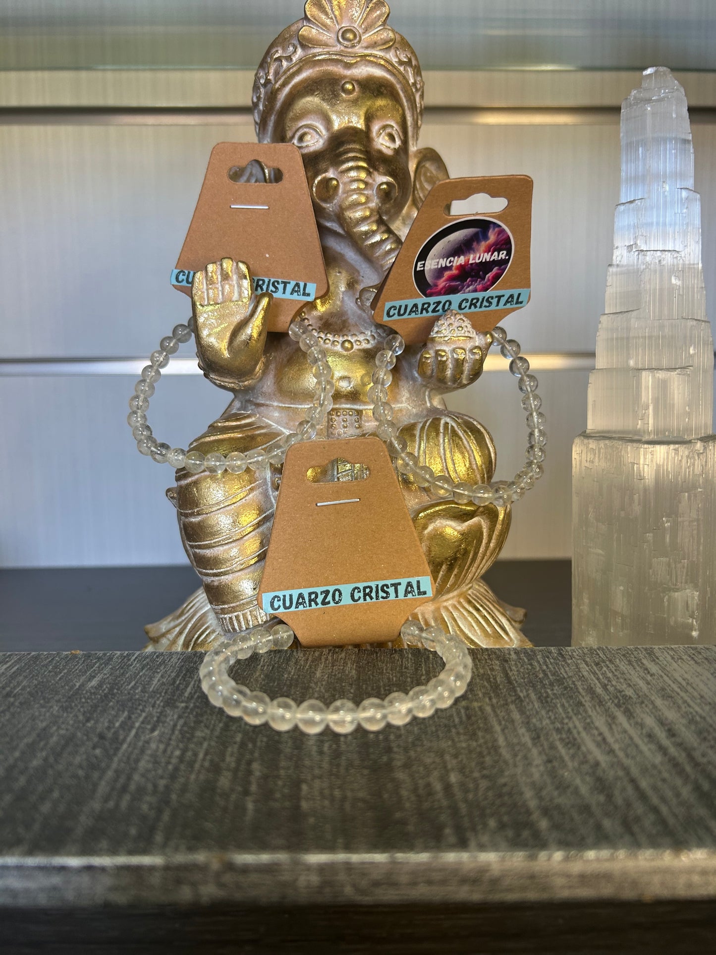 Pulsera de cuarzo cristal 6mm.