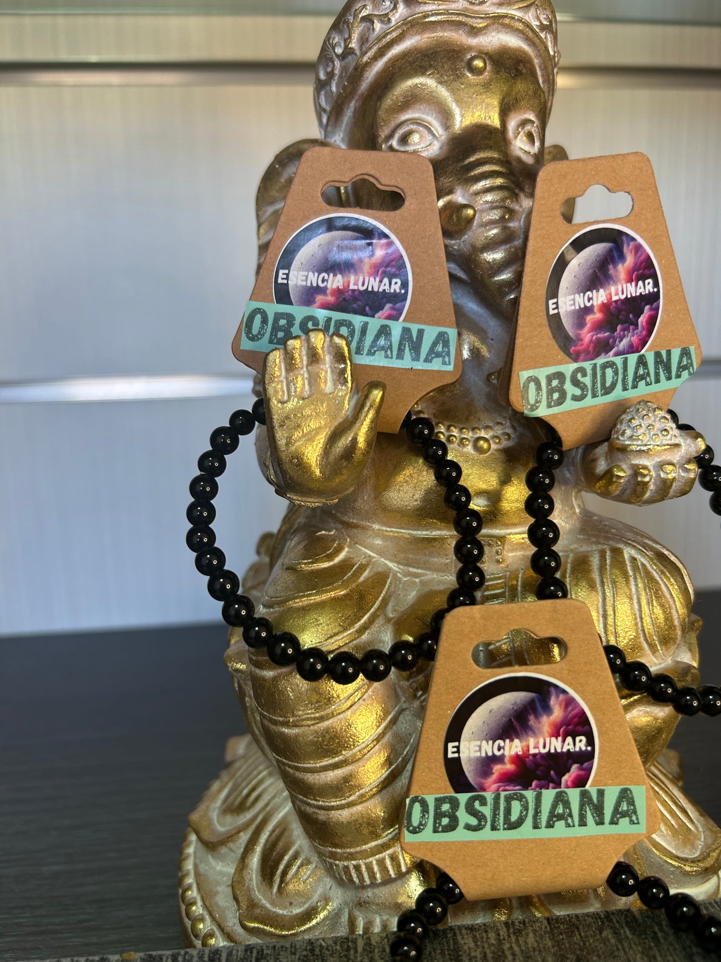 Pulsera de obsidiana negra 6mm.