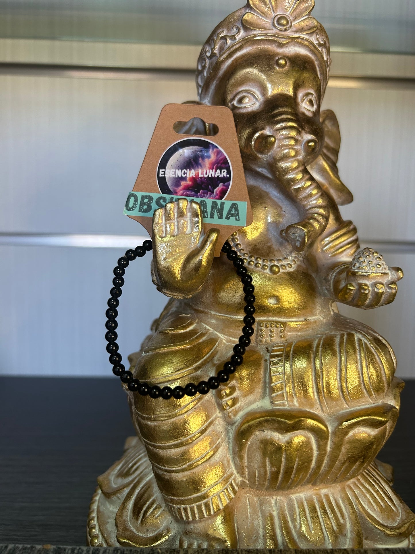 Pulsera de obsidiana negra 4mm.