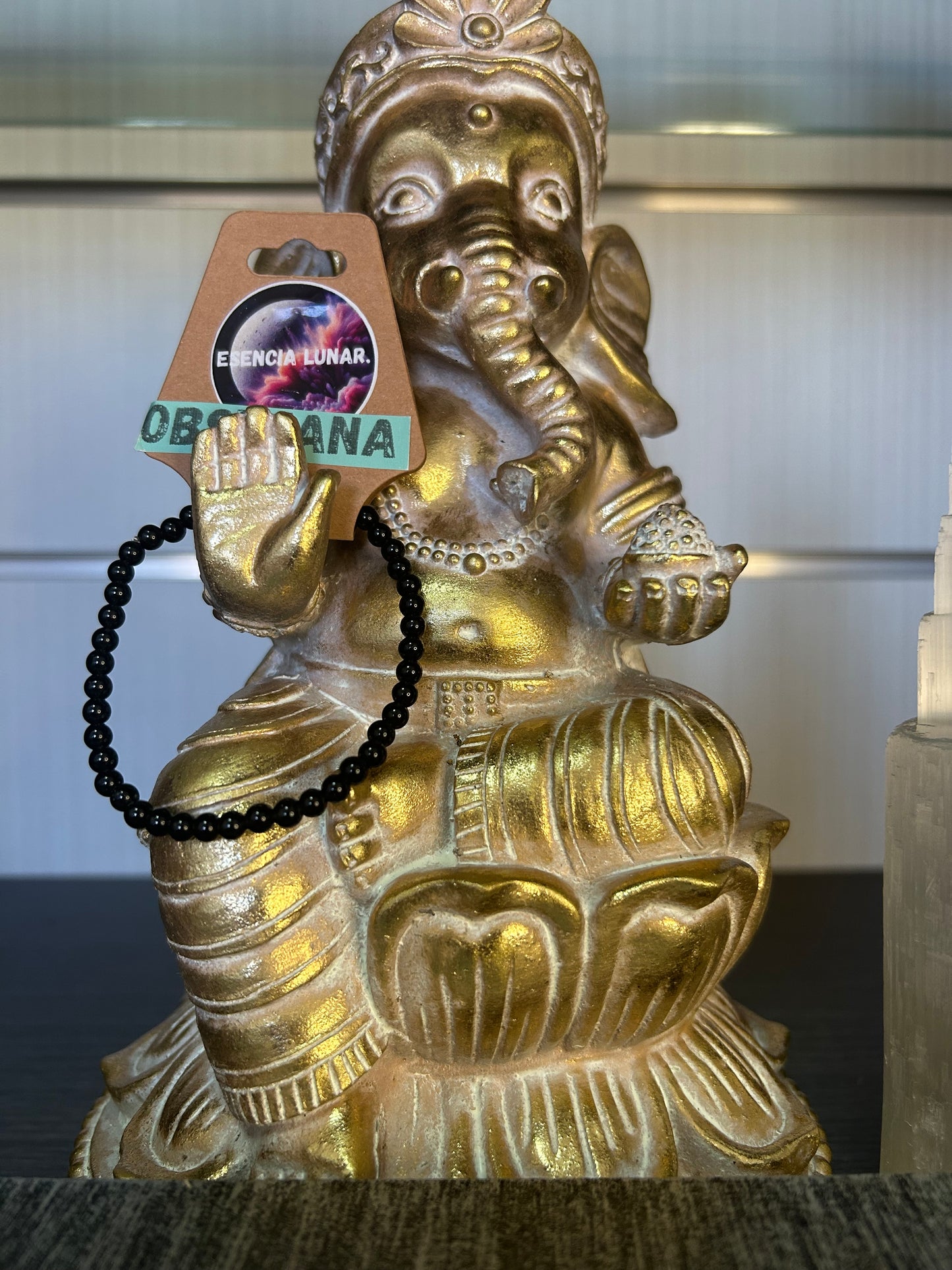 Pulsera de obsidiana negra 4mm.