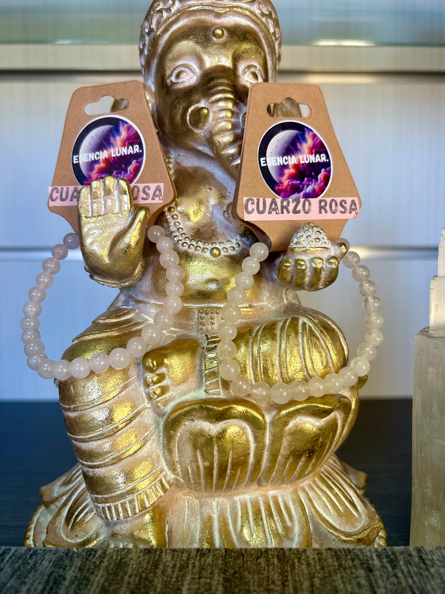 Pulsera de cuarzo rosa 6mm.