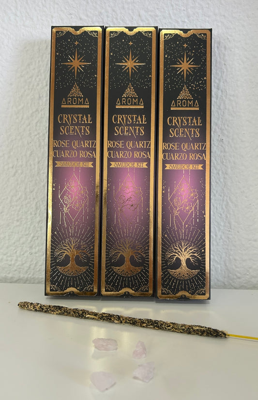 Incienso Mineral Cuarzo Rosa.