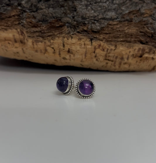 Pendientes de amatista y plata de ley.