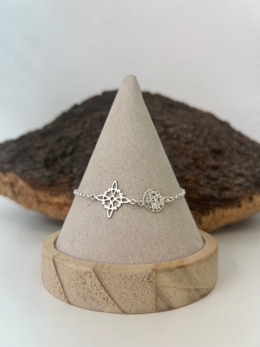 Pulsera doble protección consagrada. (Plata925)