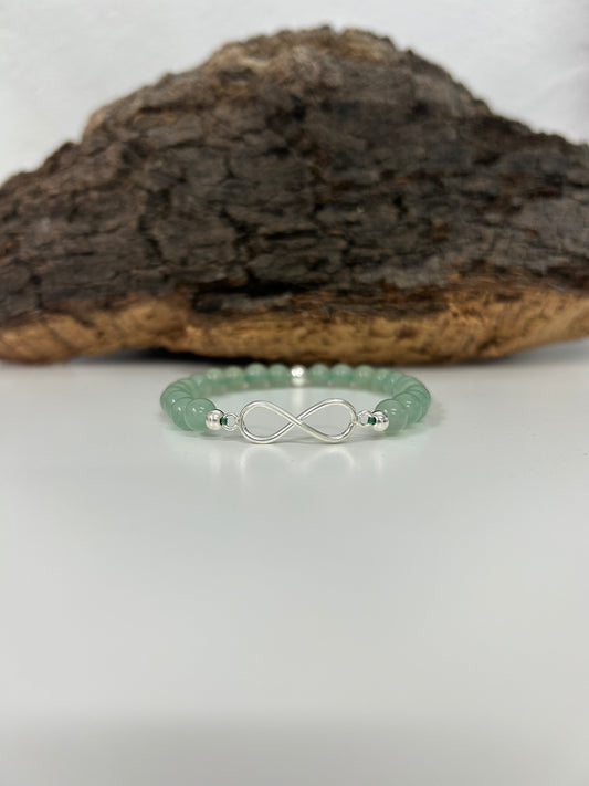 Pulsera de infinito con aventurina verde (plata925)