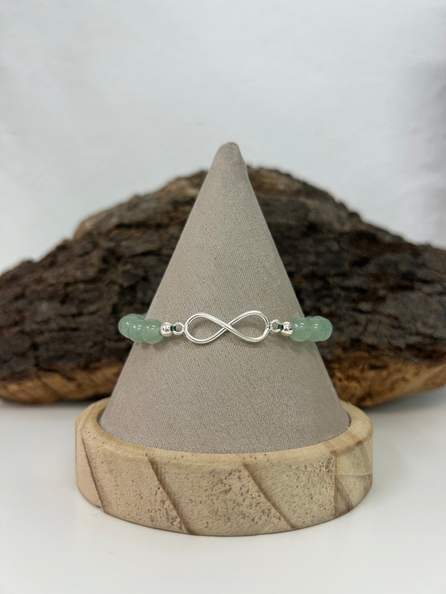 Pulsera de infinito con aventurina verde (plata925)
