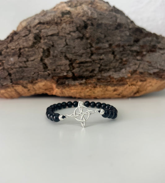 Pulsera nudo de bruja y ónix