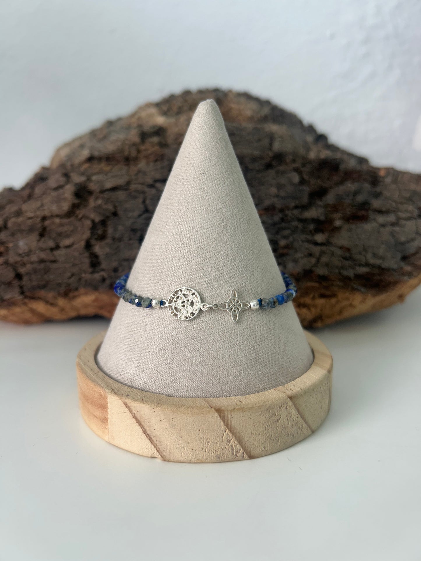 Pulsera doble protección con lapislázuli (plata925)