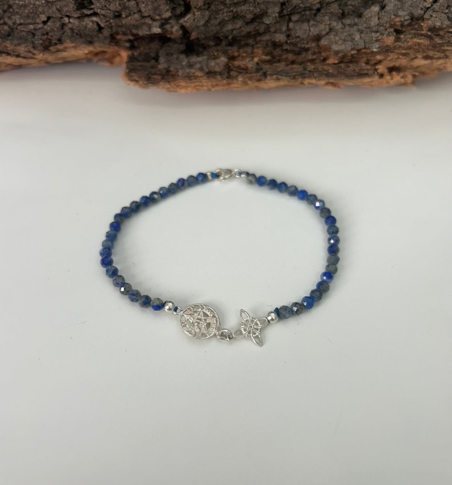 Pulsera doble protección con lapislázuli (plata925)