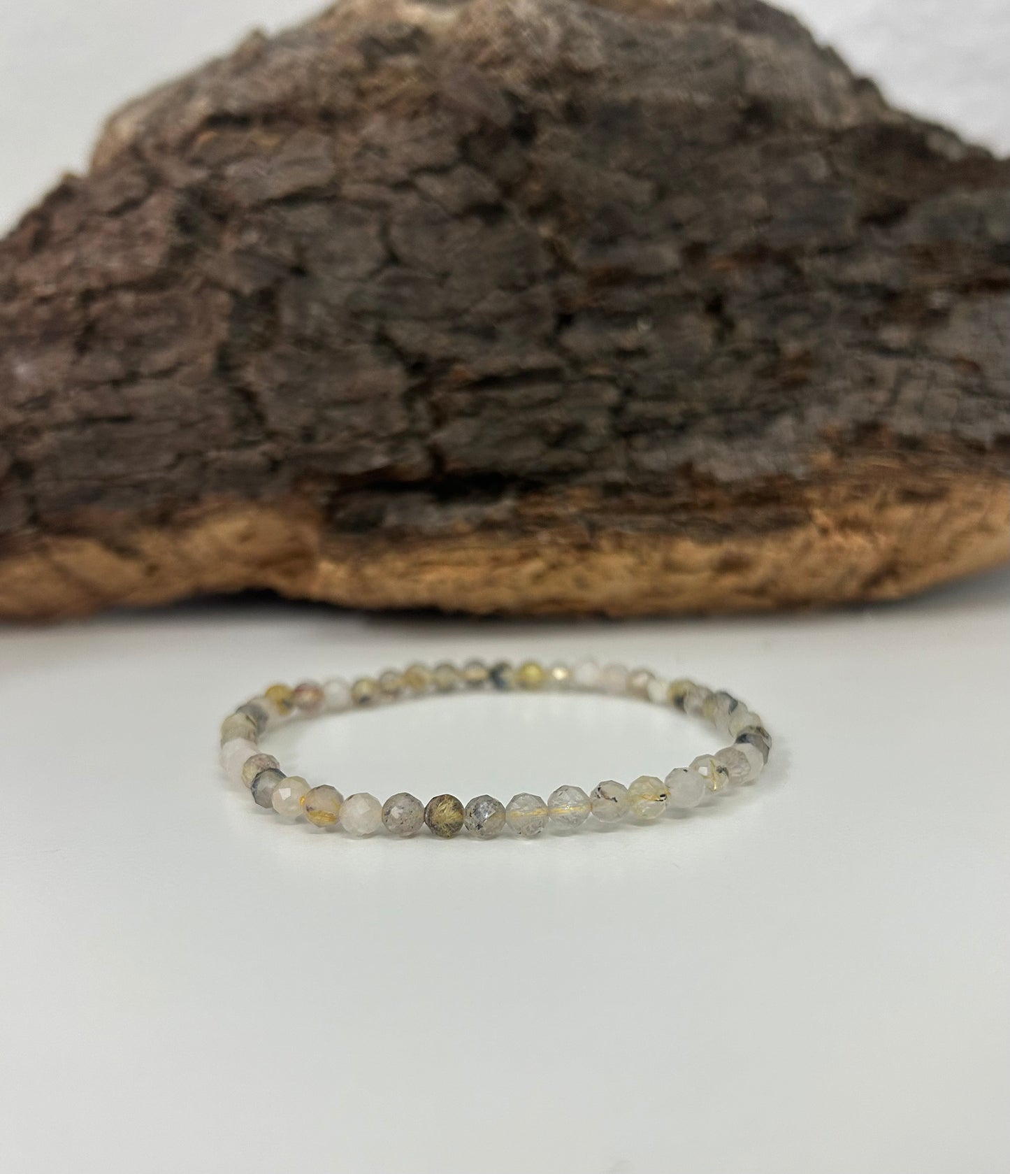 Pulsera cuarzo rutilado facetado