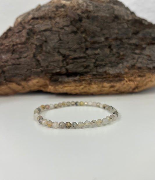 Pulsera cuarzo rutilado facetado