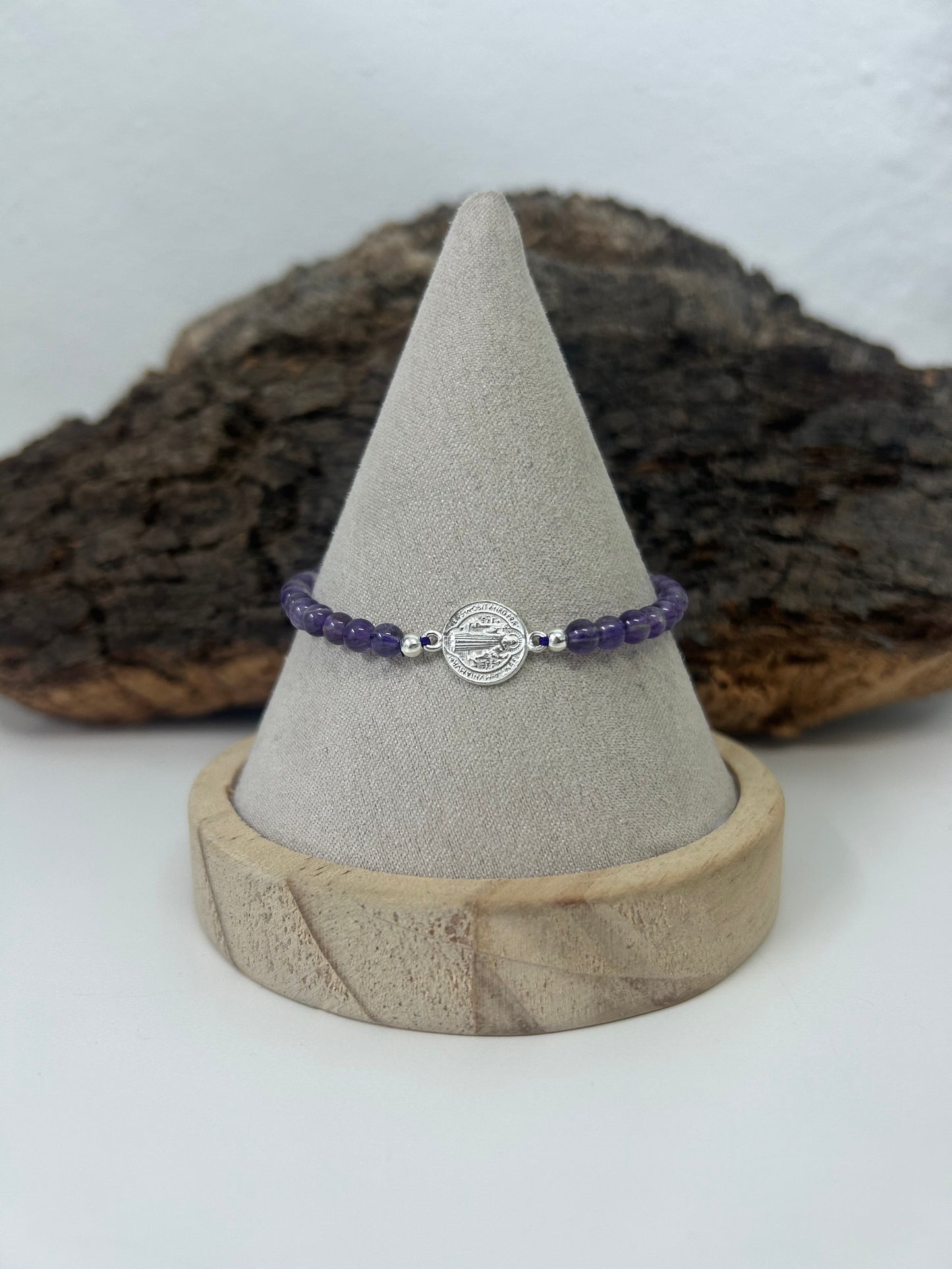 Pulsera San Benito con amatista (plata 925)
