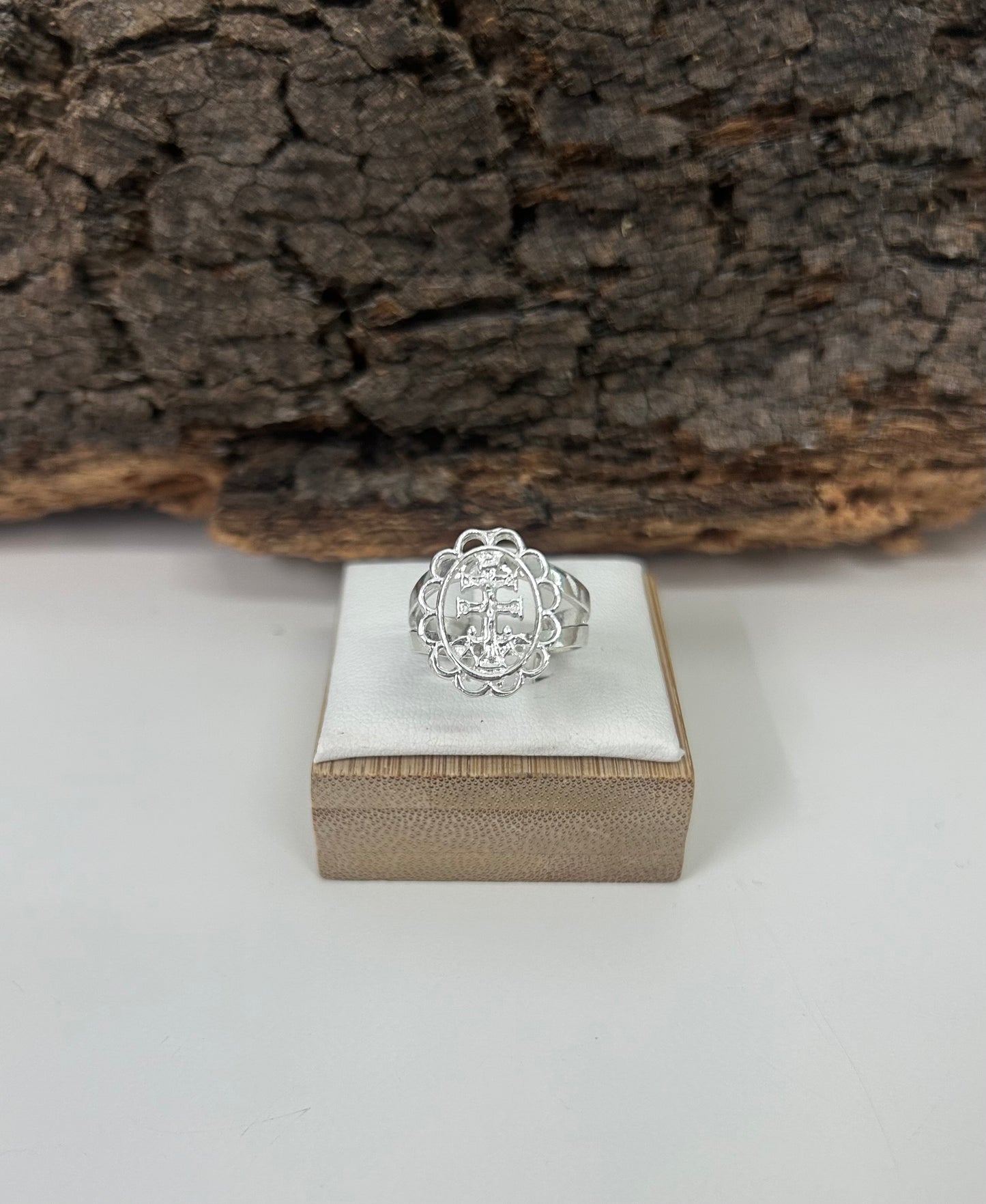 Anillo ajustable Cruz de Caravaca (plata 925)