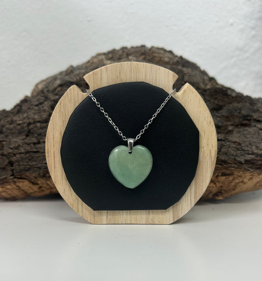 Colgante corazón aventurina verde (acero)
