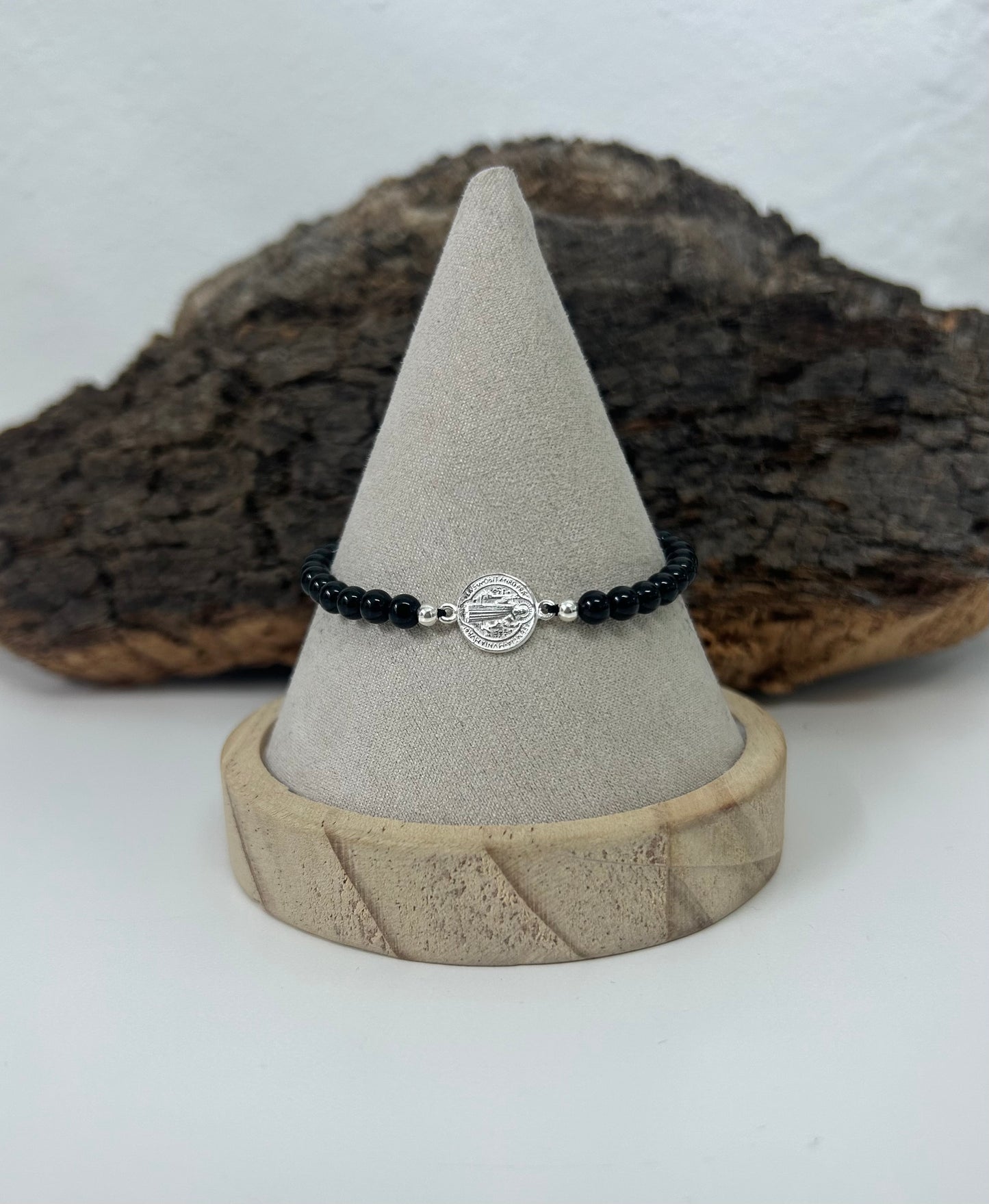 Pulsera San Benito con turmalina negra (plata 925)