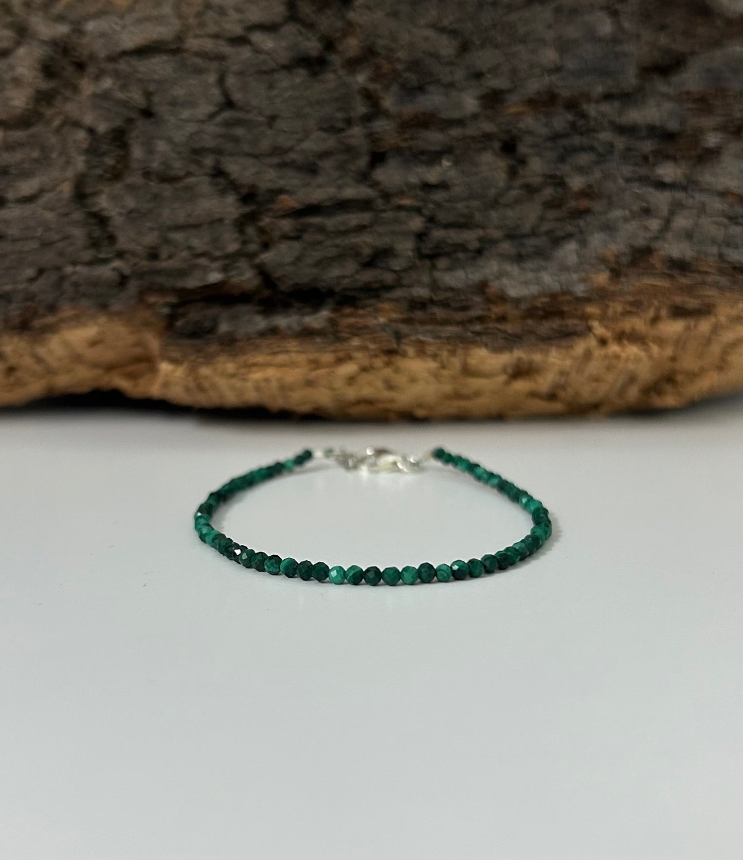 Pulsera malaquita facetada (plata 925)