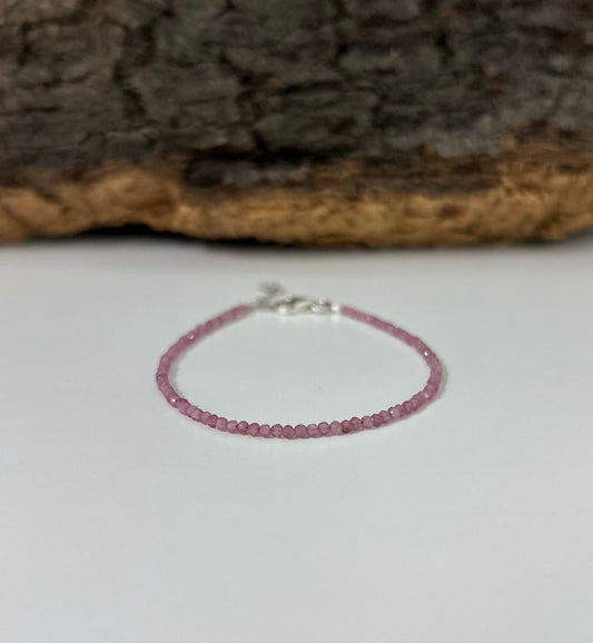Pulsera facetada de turmalina rosa (plata 925)