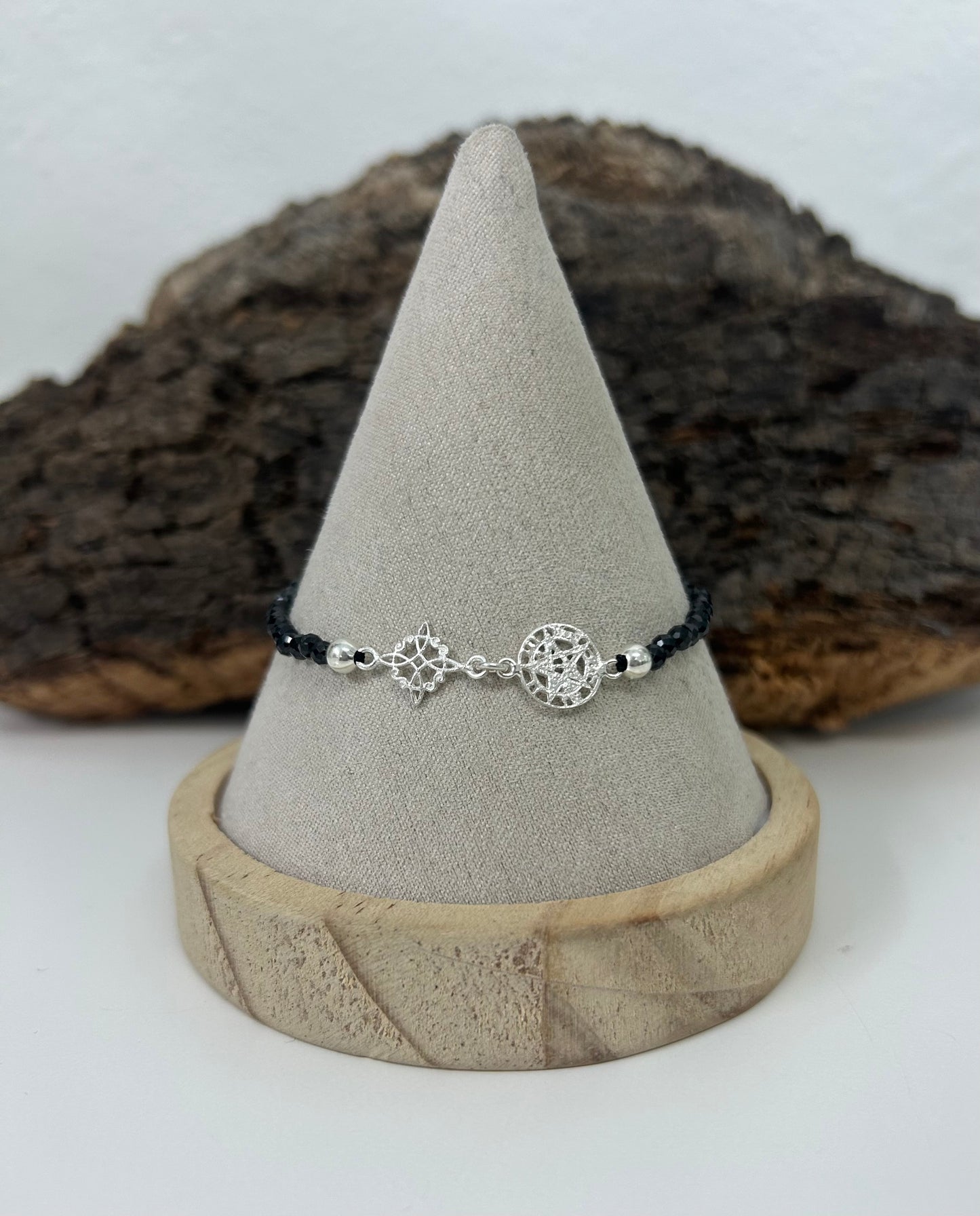 Pulsera doble protección con turmalina negra (plata 925)