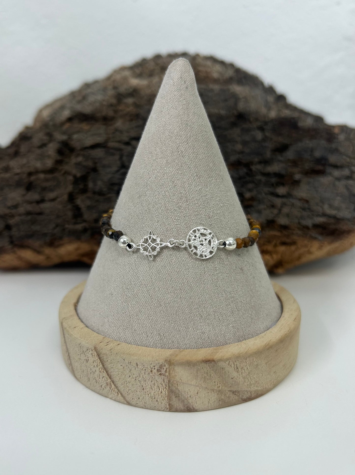 Pulsera doble protección con ojo de tigre (plata 925)