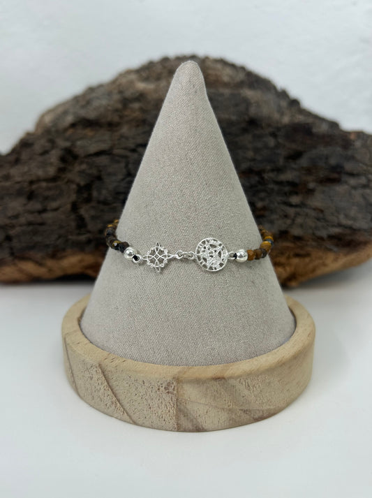 Pulsera doble protección con ojo de tigre (plata 925)