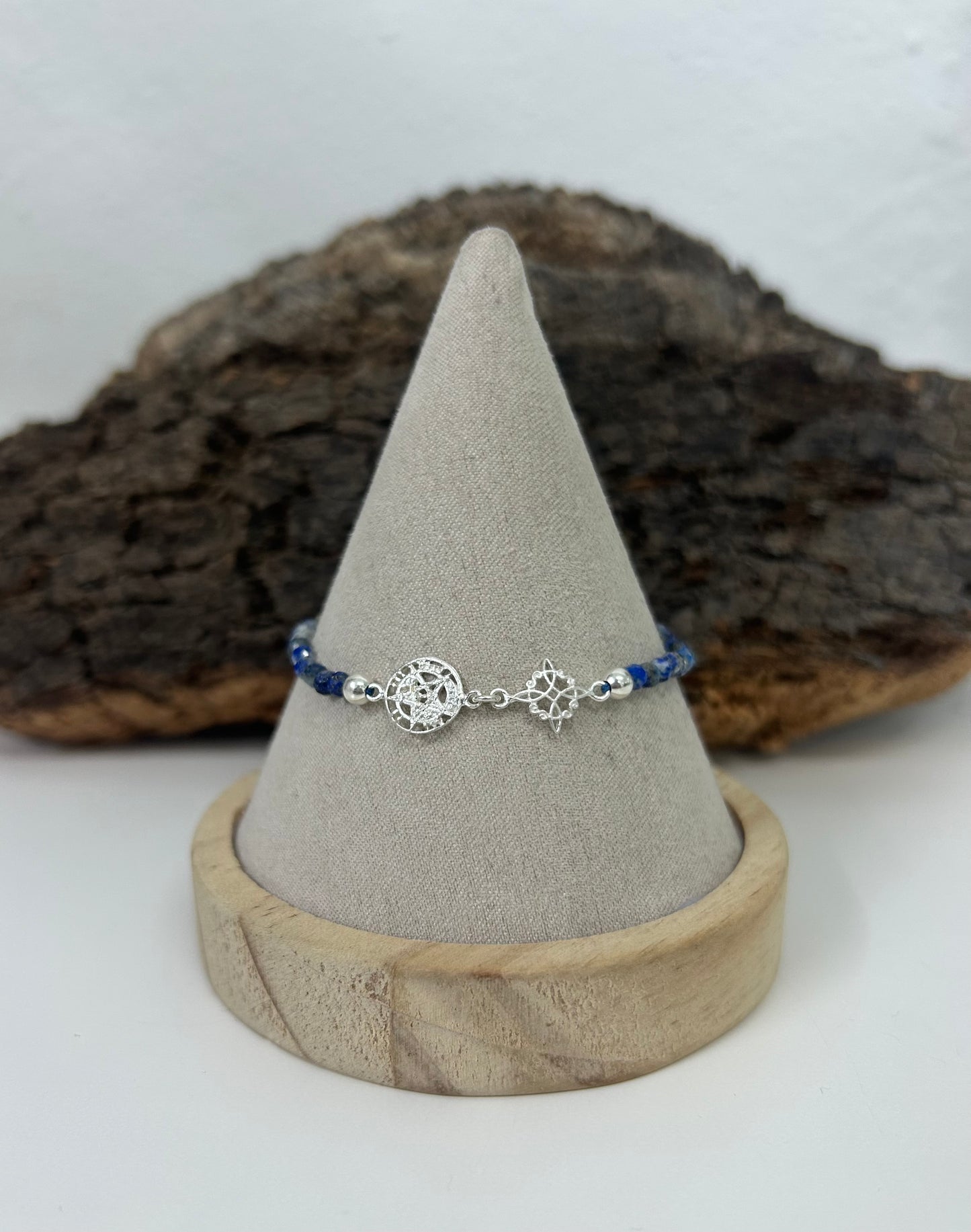 Pulsera doble protección con lapislázuli (plata 925)