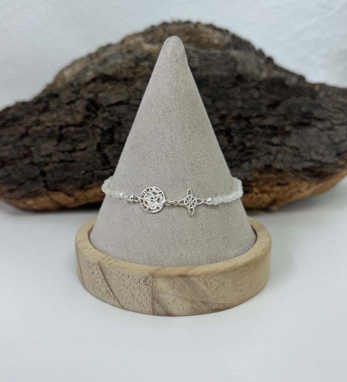 Pulsera doble protección con cuarzo cristal (plata 925)