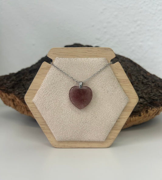 Colgante corazón cuarzo fresa