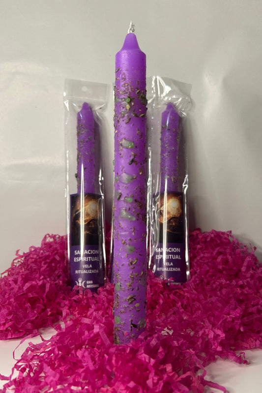 Vela ritualizada de sanación espiritual.